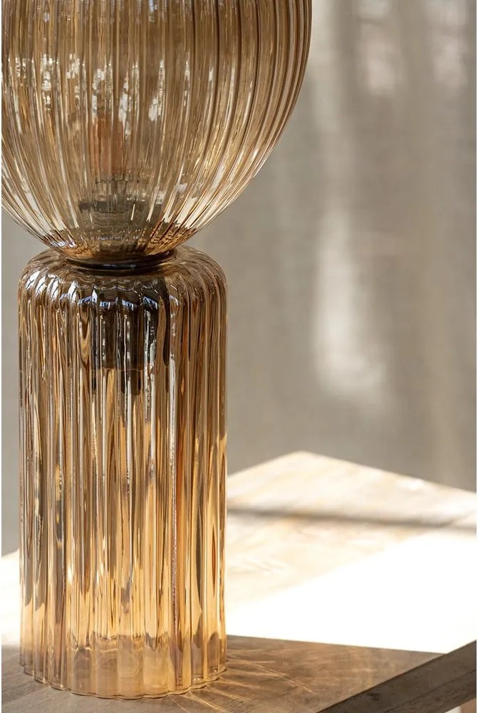 Настолна лампа в кехлибарен цвят със стъклен абажур (височина 40 cm) Toulipa – Markslöjd