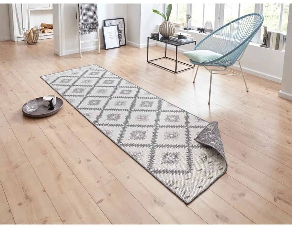 Сив и кремав килим на открито , 80 x 250 cm Malibu - NORTHRUGS
