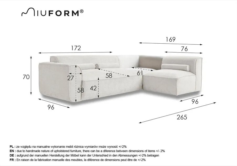 Сив ъглов диван (десен ъгъл) Flex Felix – Miuform