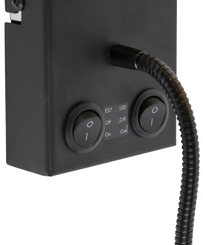 Интелигентна стенна лампа черна с тъмно сива кадифена абажур с WiFi A60 - Stacca