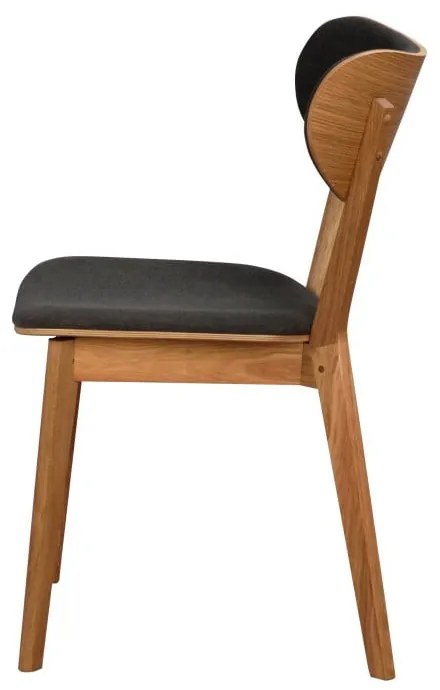 Трапезен стол от кафяв дъб с тъмносива седалка Cato - Rowico