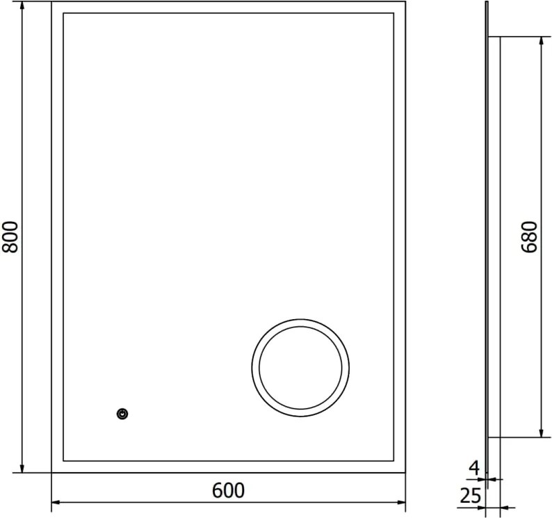 Mexen Kala осветено огледало за баня с козметично огледало 60 x 80 cm, LED 6000K,