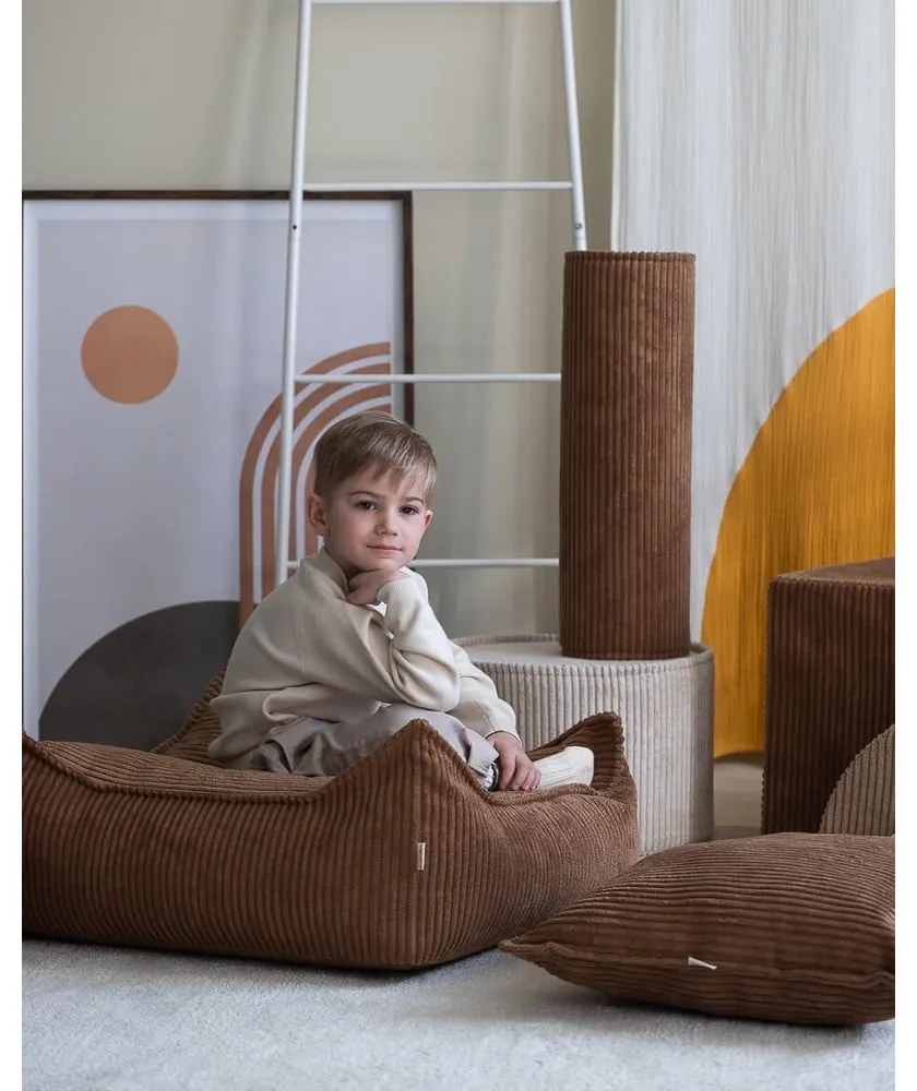 Кафяв детски пуф от рипсено кадифе Square – Wigiwama