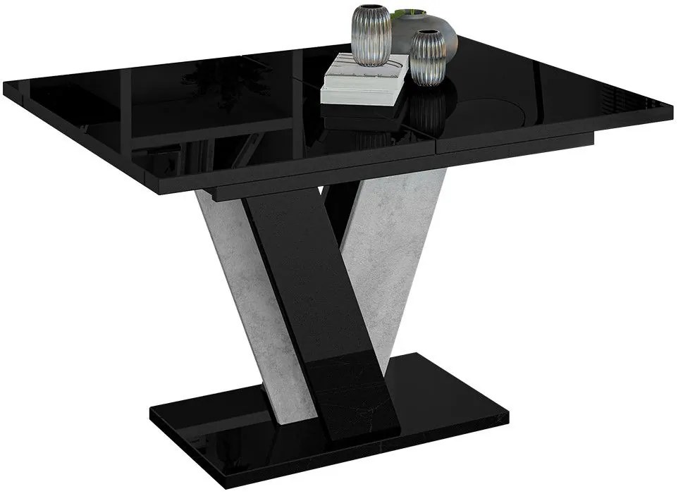 Маса Viney разтегателен -Черен гланц – concrete