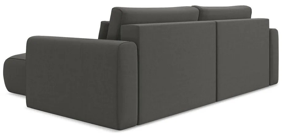 Тъмносив кадифен разтегателен ъглов диван с място за съхранение (десен ъгъл) Kapua – Makamii