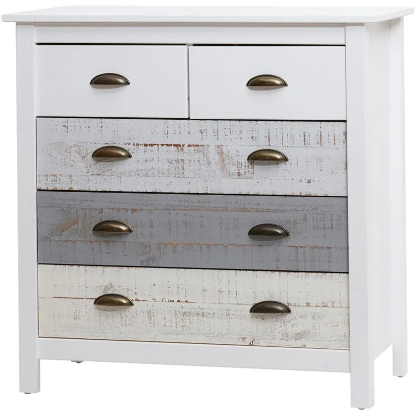 Бяло-сив скрин с 4 чекмеджета , 79 x 80 см Romantica - Marckeric