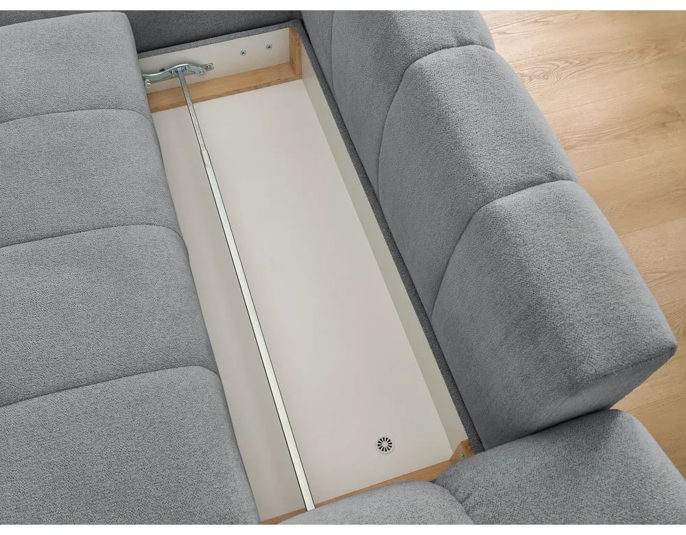 Тъмносив шенилов сгъваем/с място за съхранение ъглов диван (ляв ъгъл) Everest – Bobochic Paris