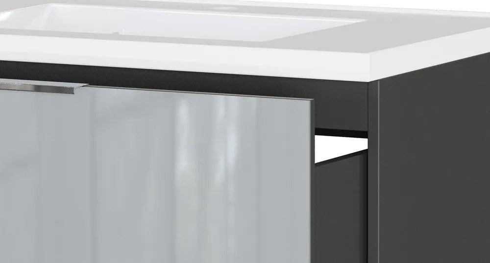 Сив гланцов стенен шкаф за мивка 81x61 cm Celano – Germania