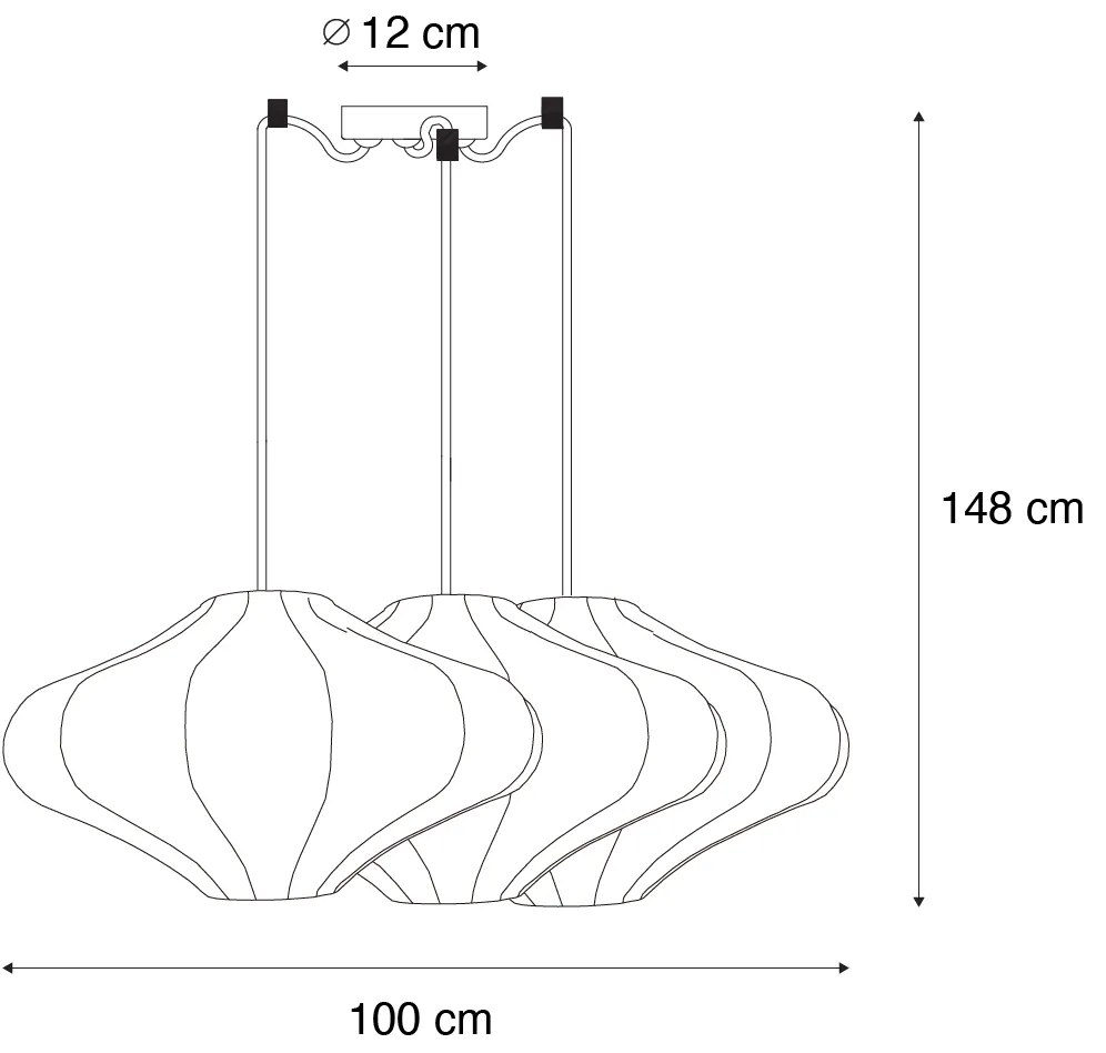 Японски висящ плафон бял 50см 3-светлина - Plu