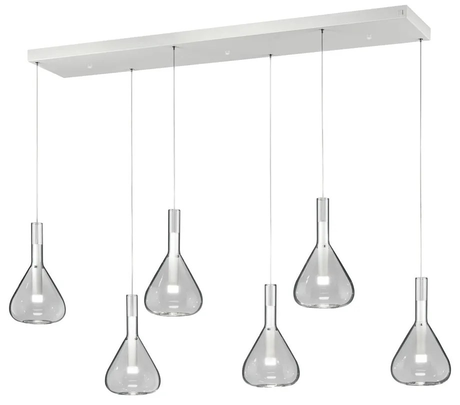 Бяло LED висящо осветително тяло със стъклен абажур Cipera – CINQUE