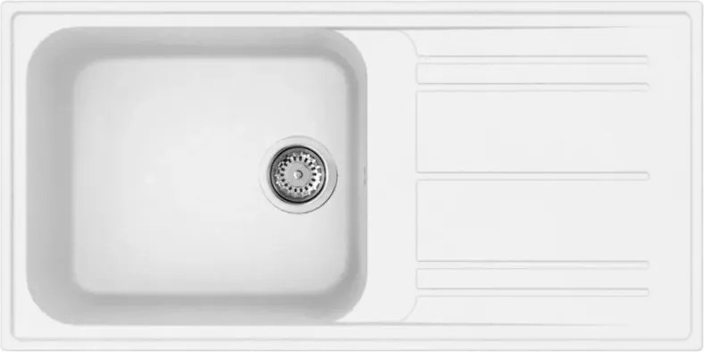 Кухненска мивка Smeg LZ150B, 100 см, Материал против надраскване, Лесен за почистване, Бял