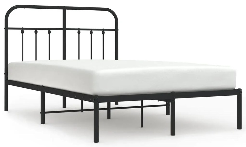 352576 vidaXL Метална рамка за легло с горна табла, бяла, 120x200 см