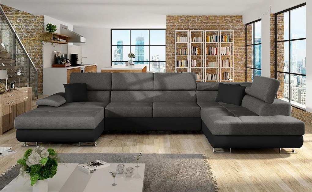 Ъглов диван Cotere Bis-Gray-Black-Right