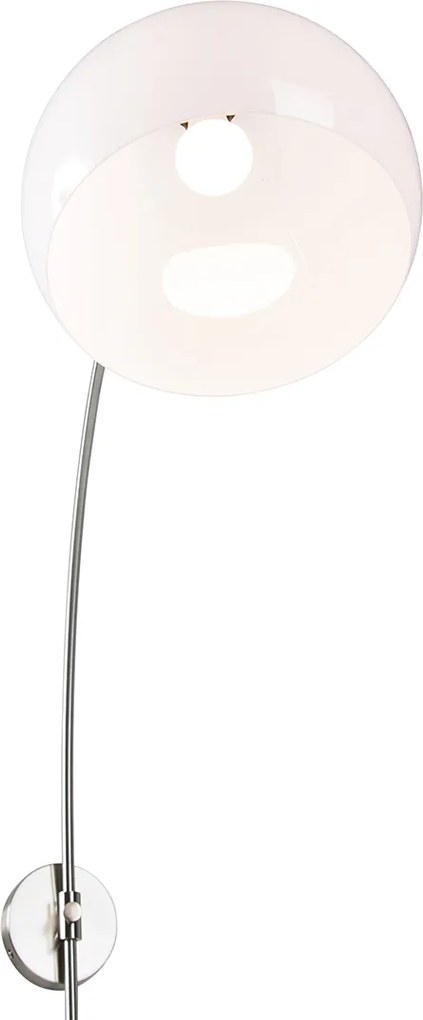 Интелигентна стенна дъгова лампа стомана с бял абажур вкл. WiFi G125 - Bow