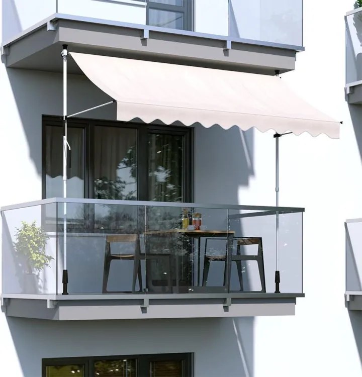Тента за балкон за тераса с регулируем наклон - бежова Šírka: 200 cm
