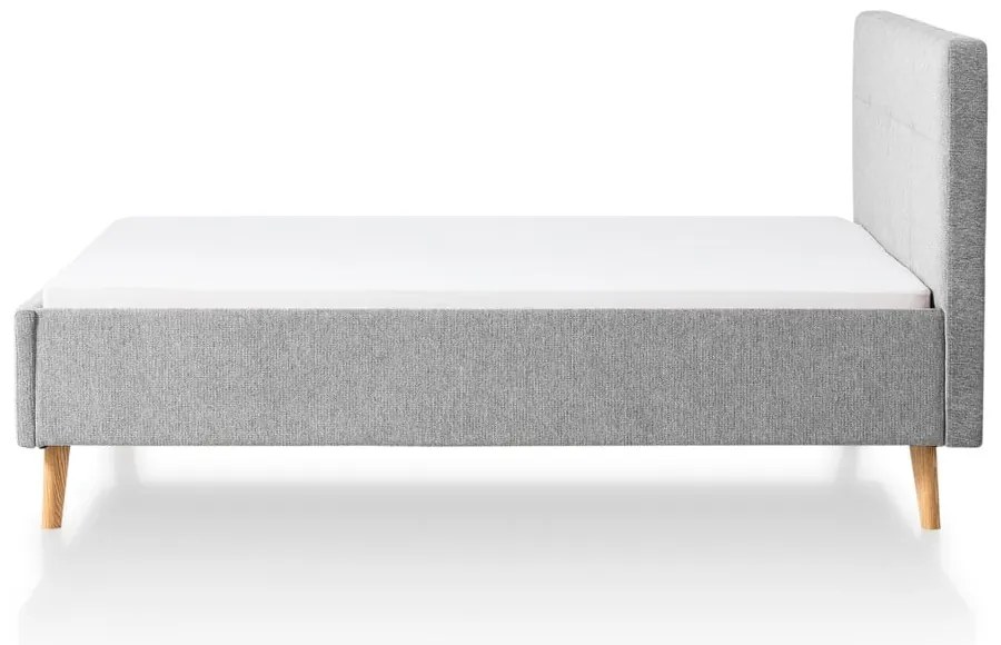 Светлосиво двойно легло 180x200 cm тапицирано без ламелно дъно Smart – Meise Möbel