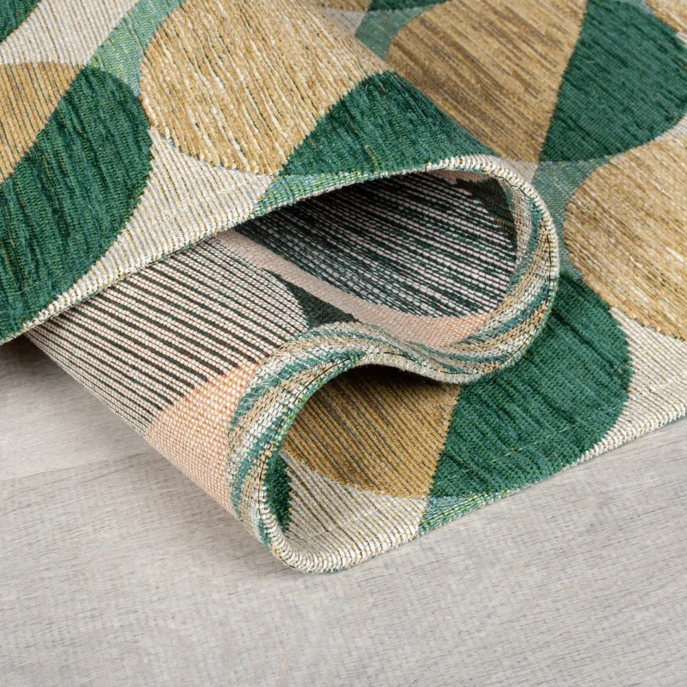 Жълто-зелена пътека 60x230 cm Carlos Circle Geo – Flair Rugs