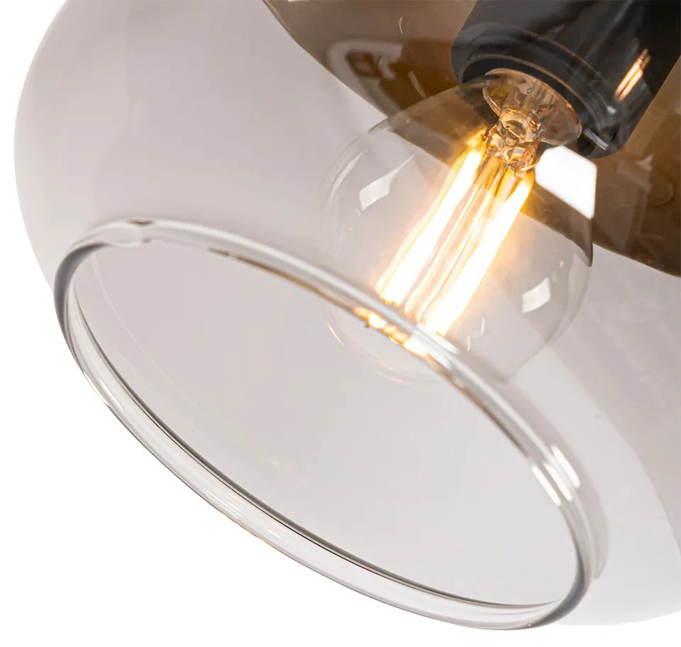 Дизайнерски прожектор черен със злато и опушено стъкло 3-светлина кръгъл - Kyan