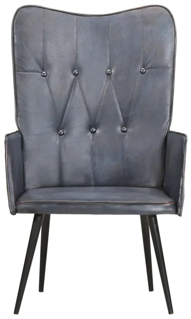 Wingback стол Robbins, сив, естествена кожа