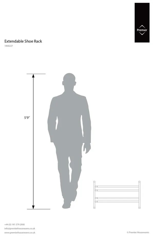 Метален телескопичен стелаж за обувки в сребрист цвят – Premier Housewares