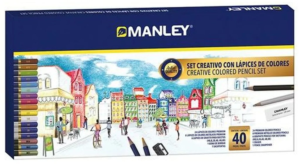Комплект за Рисуване Manley 40 Части Многоцветен