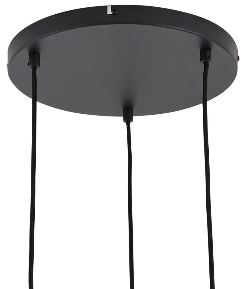 Дизайнерска висяща лампа черна с дъгово стъкло кръгла 3 светлини - Mallon