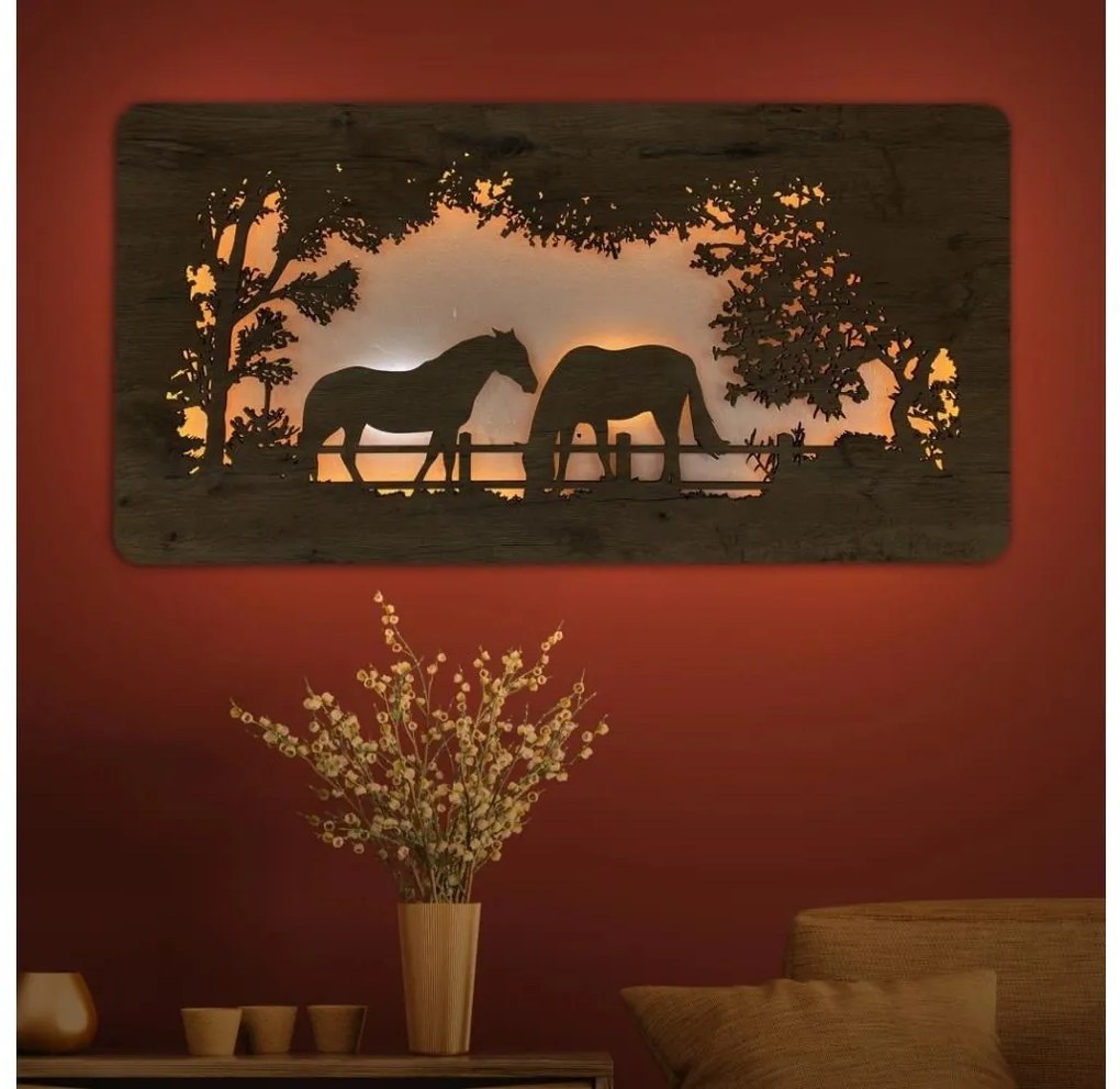 Li-Go 5012/B/4 - LED стенна декорация LED/10W/5V 30000 mAh 120x60 cm дъб