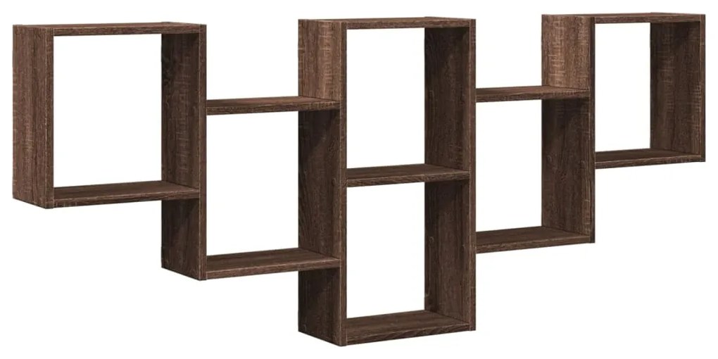 853305 vidaXL Стенен рафт, кафяв дъб, 159x18x66 см, инженерно дърво