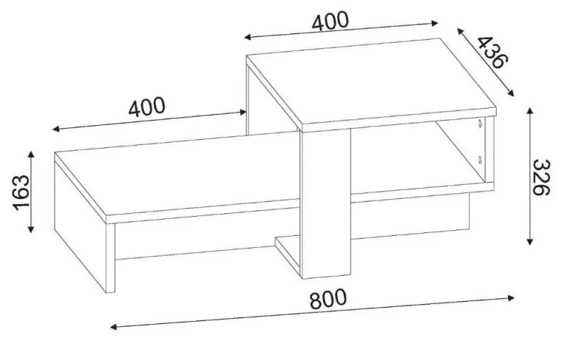 Холна маса Kalune Design 731WAT2801, 80x32x43 см, 2 нива, ПДЧ, Меламиново покритие, Кафяв/бял