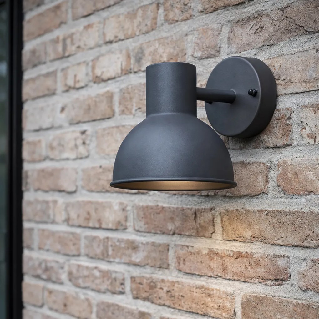 Индустриален външен стенен аплик тъмно сив кръгъл IP44 - Natas