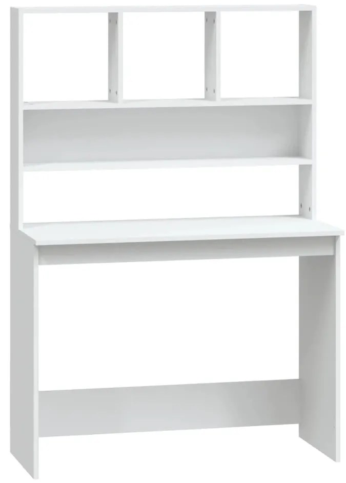 823000 vidaXL Бюро с рафтове, бяло, 102x45x148 см, инженерно дърво