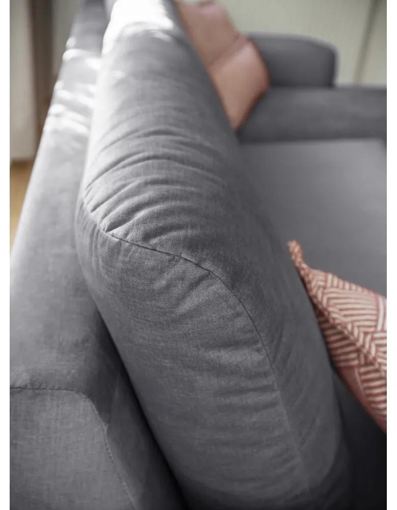 Светлосив ъглов диван от кадифе с подложка за крака, десен ъгъл Cosy Claire - Miuform