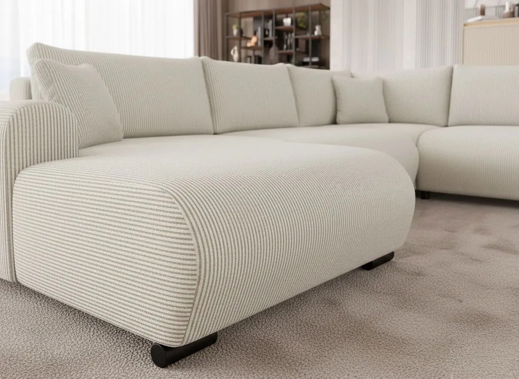 Ъглов диван Merkos I-Кремаво