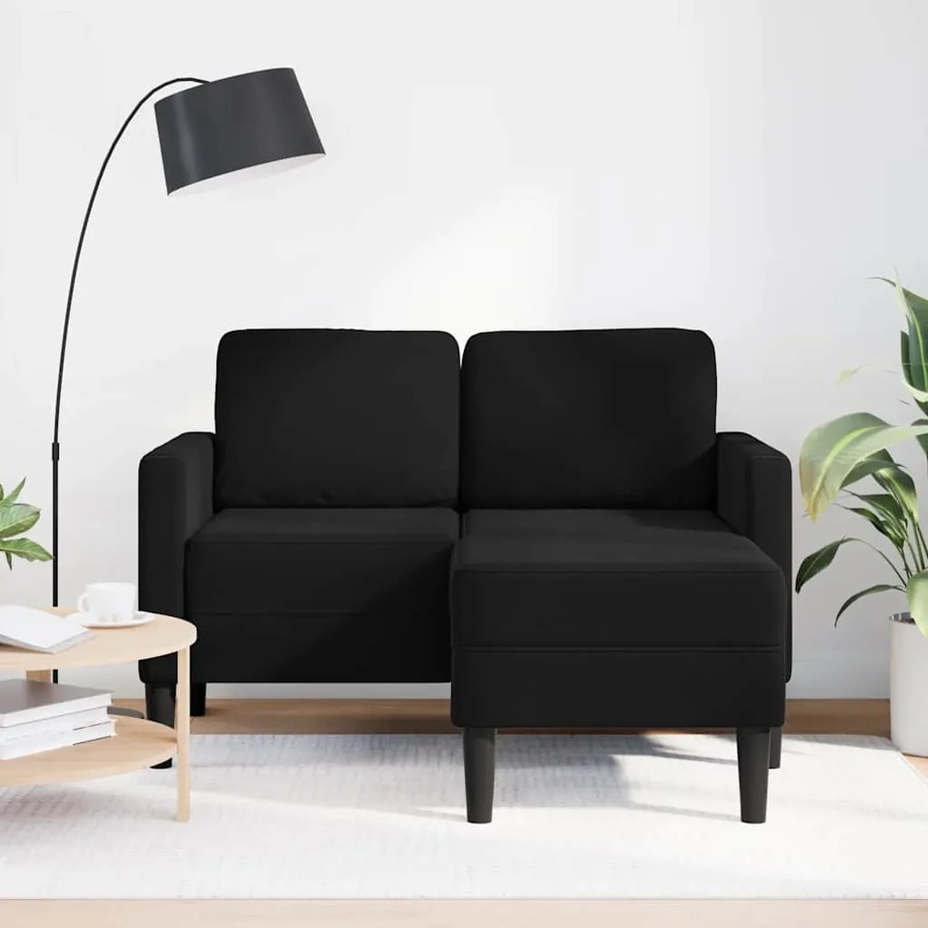 4107073 vidaXL Двуместен диван с шезлонг Г-образен черен 125 cm кадифе