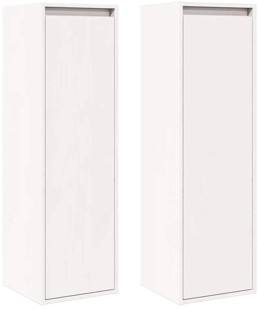 813508 vidaXL Стенни шкафове, 2 бр, бели, 30x30x100 см, бор масив