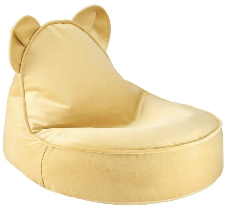 Жълт кадифен детски пуф Bear – Wigiwama