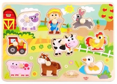 Tooky Toy - Дървена образователна дъска Ферма - TY858