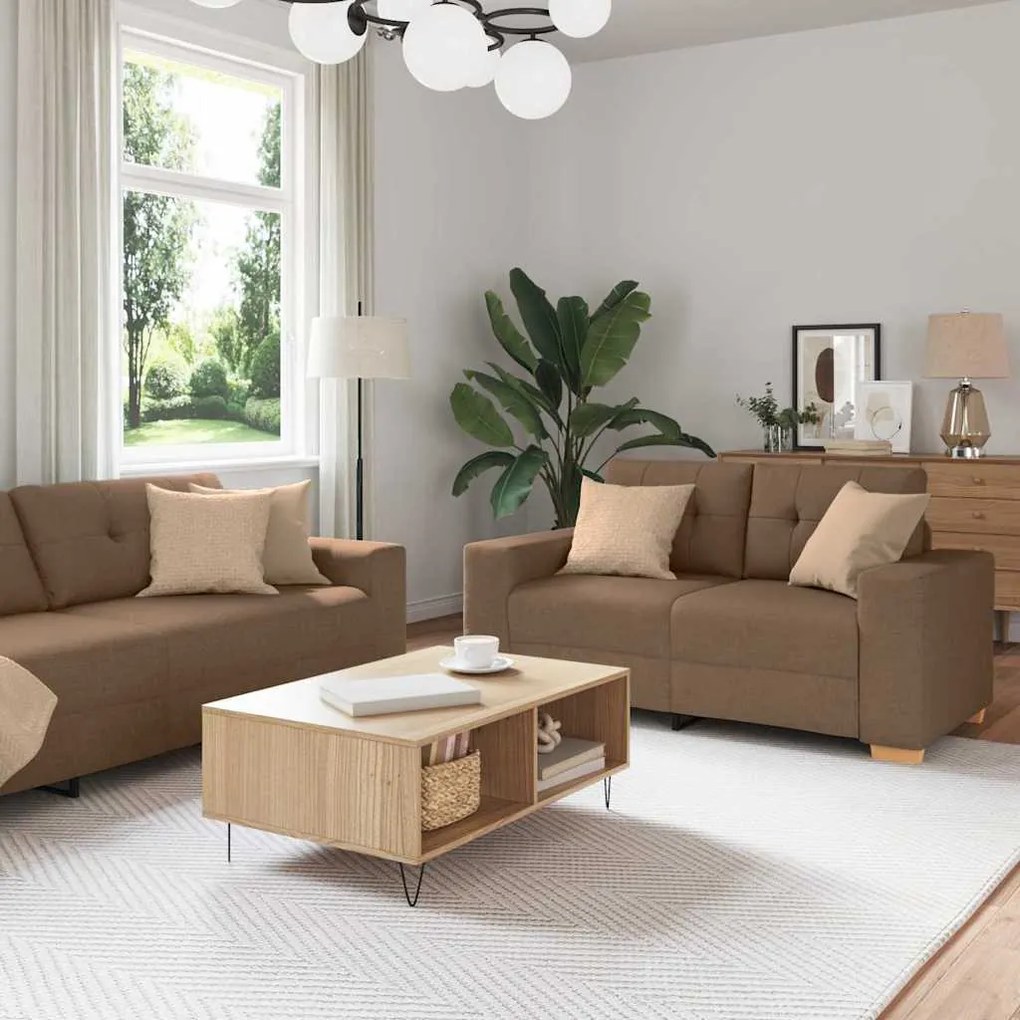 3324714 vidaXL Комплект дивани 2 pcs Кафяво 221 x 78 x 80 см. Тъкан