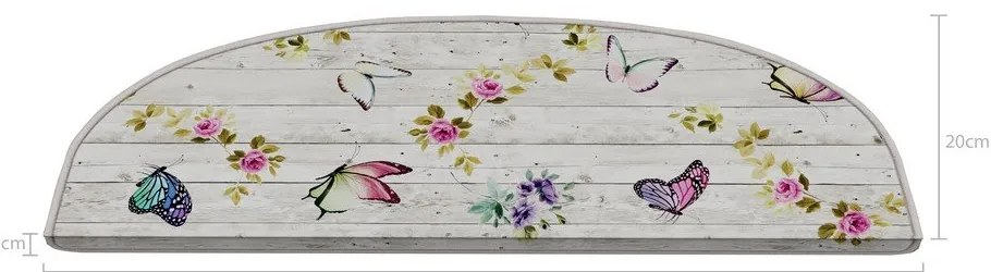Кремави килимчета за стълби в комплект от 16 части 20x65 cm Butterfly Life - Vitaus