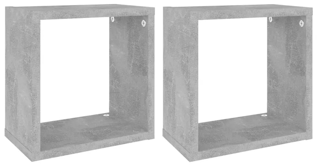 807037 vidaXL Стенни кубични рафтове, 2 бр, бетонно сиви, 26x15x26 см