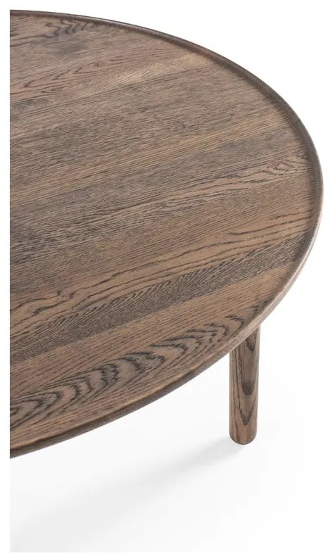 Кафява кръгла масичка за кафе от масивен дъб ø 100 cm Mu – Gazzda