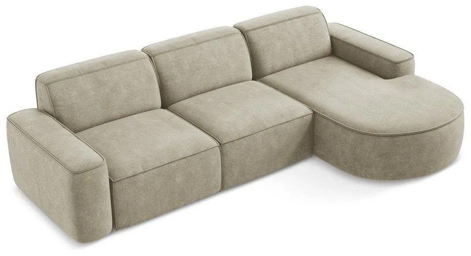 Бежов шенилов ъглов диван (десен ъгъл) Omao – Makamii