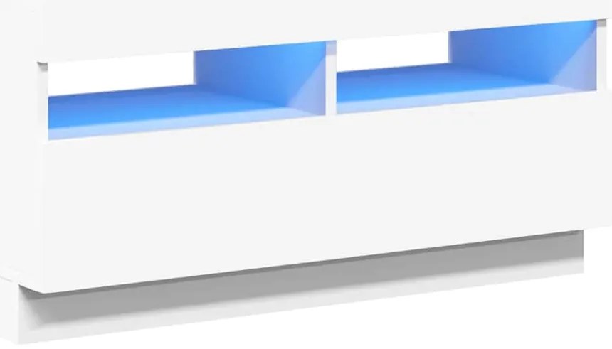 804445 vidaXL ТВ шкаф с LED осветление, бял, 80x35x40 см