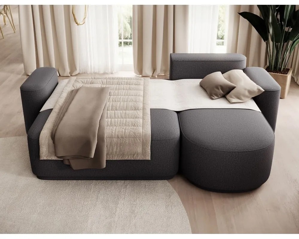 Тъмносив шенилов разтегателен ъглов диван с място за съхранение (десен ъгъл) Aurumm – ELTAP