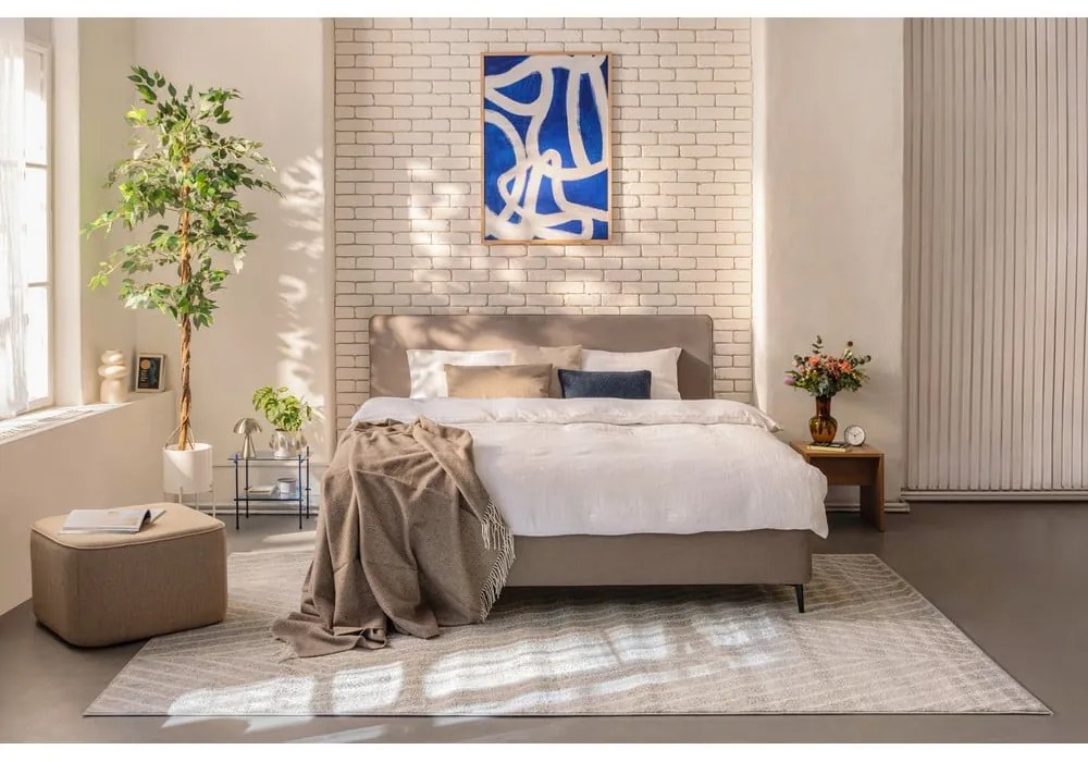 Сиво тапицирано двойно легло с матрак с решетка 180x200 cm Noira Slim - Bonami Selection