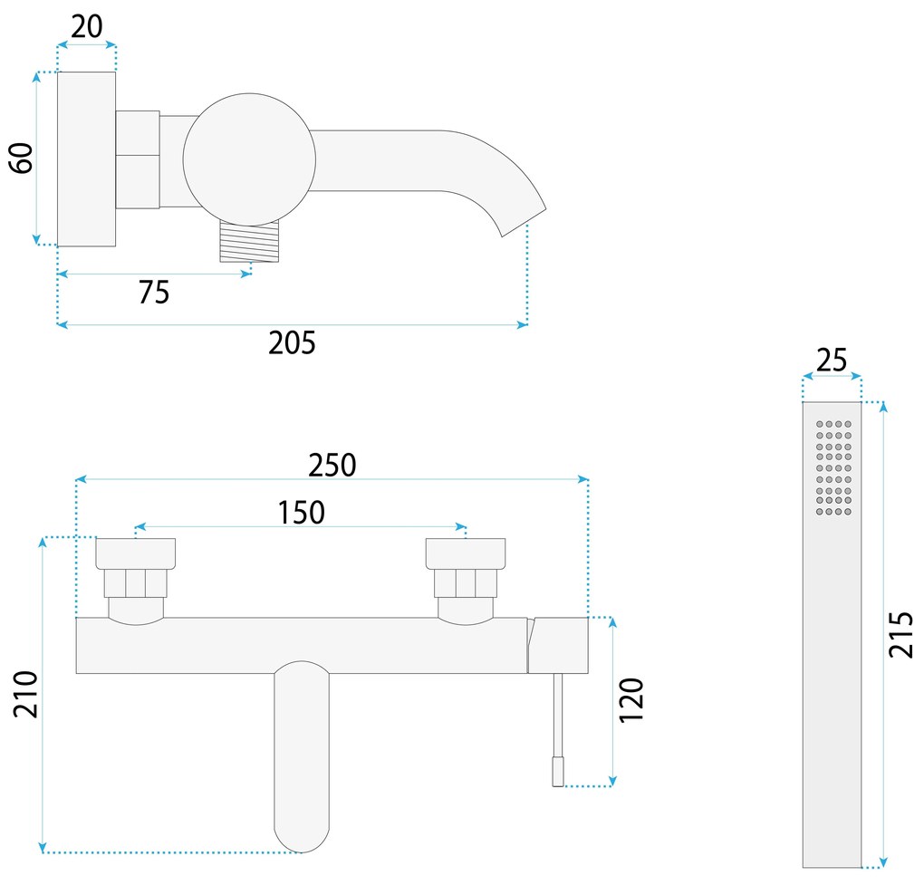 Смесител за вана Rea Lungo Diamond Gold