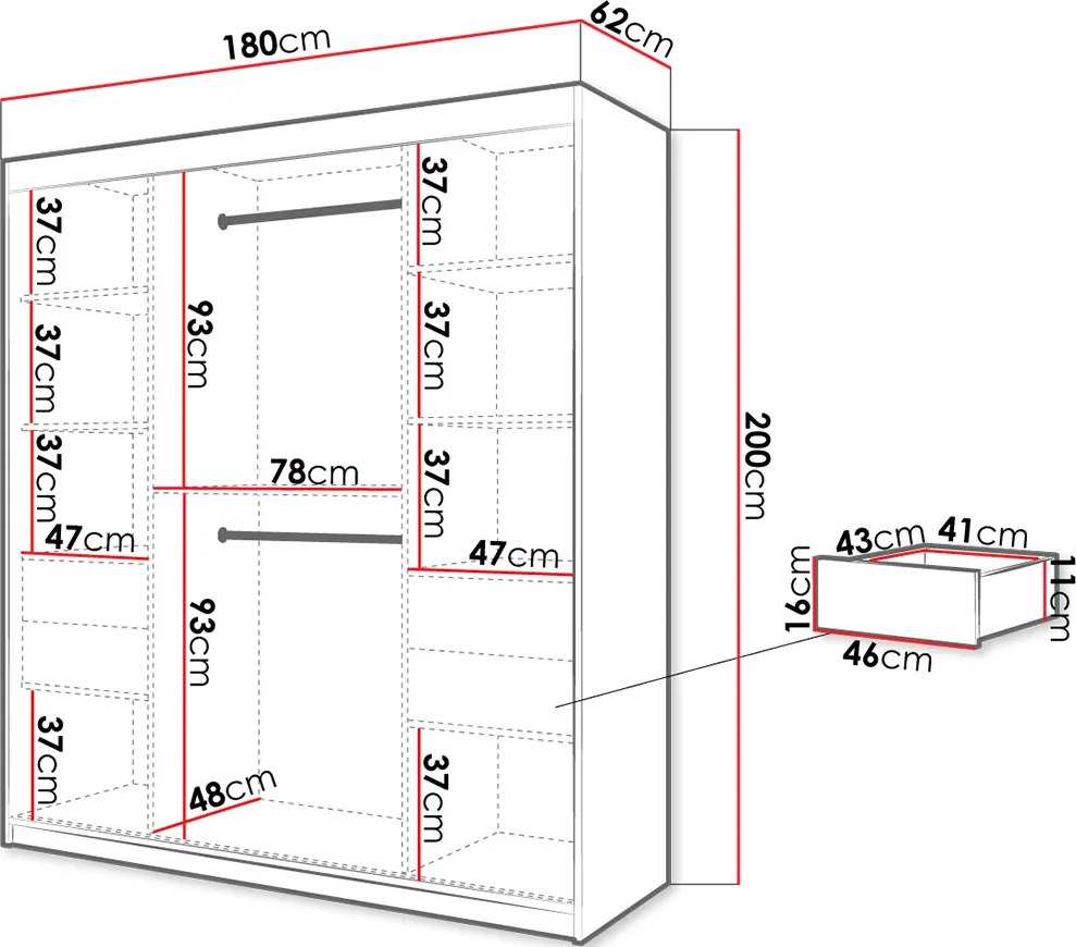 Плъзгащ се гардероб Jodelka-Mauro-Artisan-Дължина: 180 cm