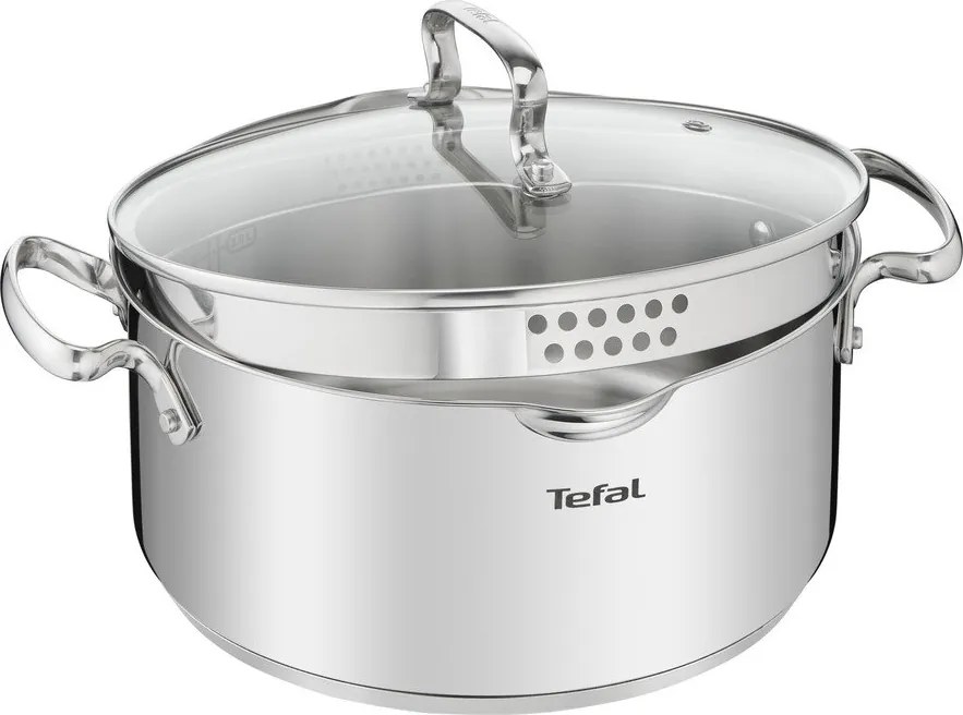 Съд от неръждаема стомана с капак за индукция 5 л Duetto+ - Tefal