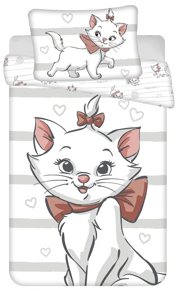 Бяло памучно детско спално бельо 100x135 cm Marie Cat "Bow" – Jerry Fabrics