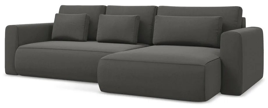 Тъмносив кадифен разтегателен ъглов диван с място за съхранение (десен ъгъл) Kapua – Makamii